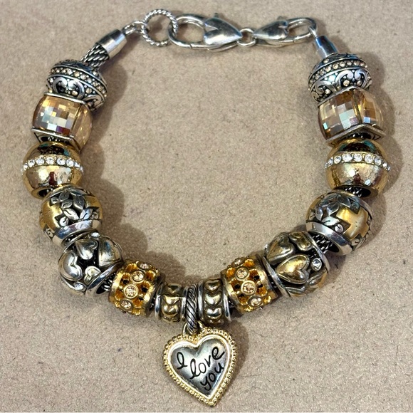 Two Brighton Hearts spacers in Silver-gold Narrow silver beads with gold hearts - Picture 8 of 8